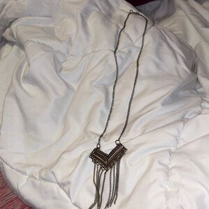 Elegant Silver Necklace with Fringe Detailing